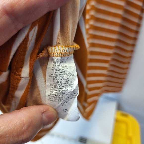 Yarn & Sea Women's Dress Size 1X Rust White Striped Stretch 3/4 Sleeves - Picture 6 of 7